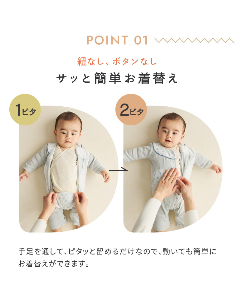 サッと簡単お着替え　PATTO SATTO ROMPERS　パッとサッとロンパース